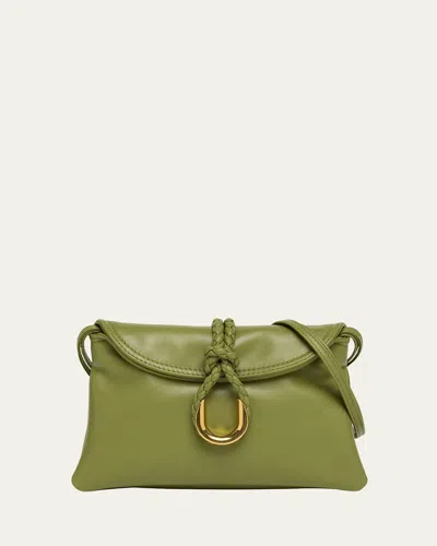 Bottega Veneta Liberta Baby Smooth Calfskin Clutch Bag In Ecru/matcha/brass