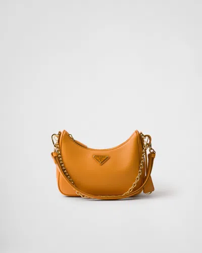 Prada Re-edition Mini Bag Aus Saffiano-leder In Amber