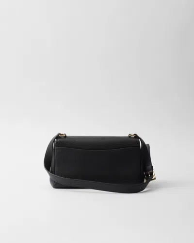 Prada Daino Flap Soft Leather Shoulder Bag In Black