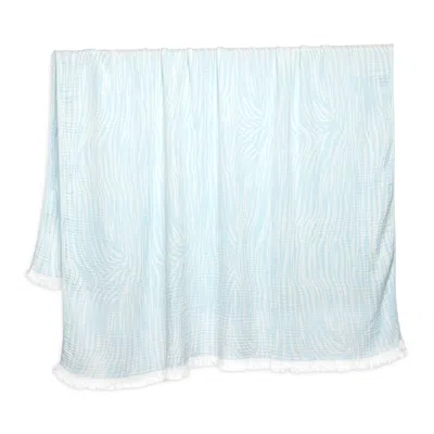 John Robshaw Daasu Zebra Print Stonewashed Cotton Throw In Light Indigo