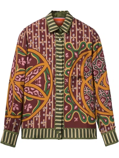 La Doublej Eclipse Placee Yellow In Silk Twill In Green