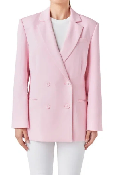 Endless Rose Double Breast Basic Blazer In Pink In Pink