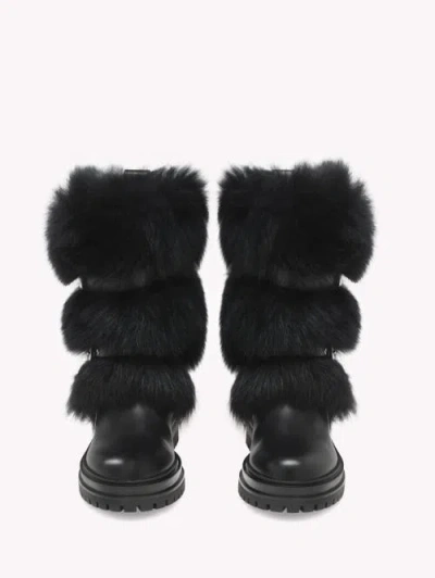 Gianvito Rossi Maverick Leather And Shearling Biker Boots In Black
