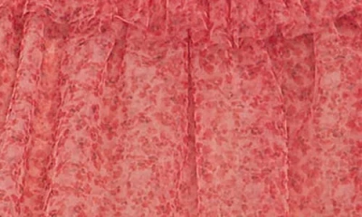 Endless Rose Floral Ruched Mesh Miniskirt In Red Multi
