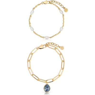 Ettika Set Of Two Radiant Link Bracelets In Blue/gold