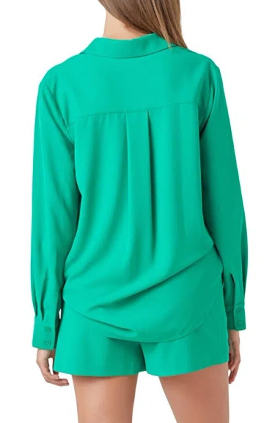 Endless Rose Solid Button-up Shirt In Green
