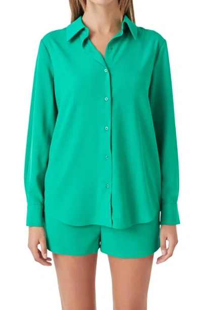 Endless Rose Solid Button-up Shirt In Green