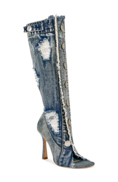 Azalea Wang Kazuki Knee High Boot In Denim