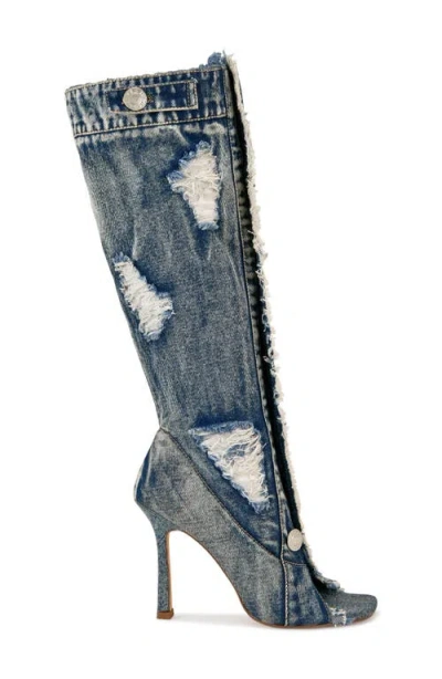 Azalea Wang Kazuki Knee High Boot In Denim
