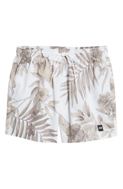 Hugo Boss Boss Piranha Floral Swim Trunks In Natural