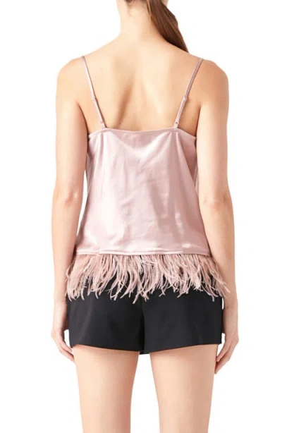 Endless Rose Feather Hem Satin Camisole In Mauve