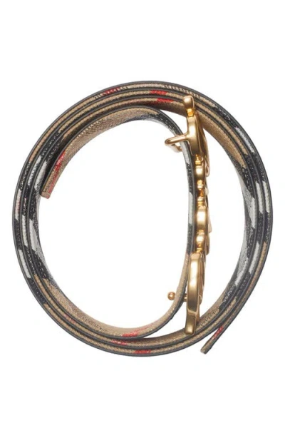 Burberry Reversible Check Belt In Sand Check/black