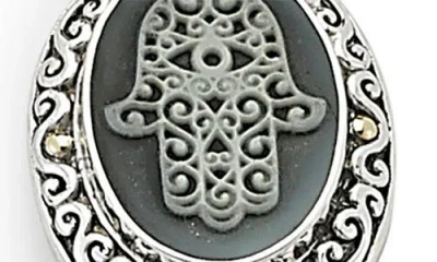 Samuel B. Two-tone Hamsa Agate Chain Bracelet In Silver