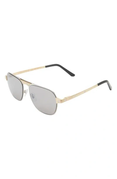 Cartier 58mm Aviator Sunglasses In Silver