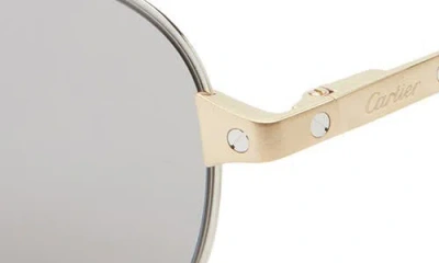 Cartier 58mm Aviator Sunglasses In Silver
