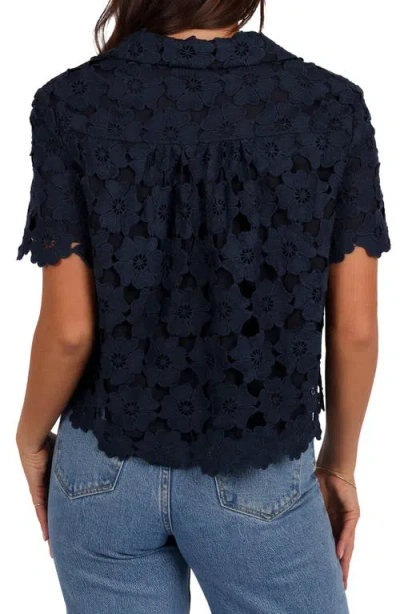 Petal And Pup Petal & Pup Locale Floral Lace Camp Shirt In Blue