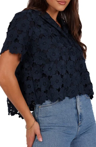 Petal And Pup Petal & Pup Locale Floral Lace Camp Shirt In Blue