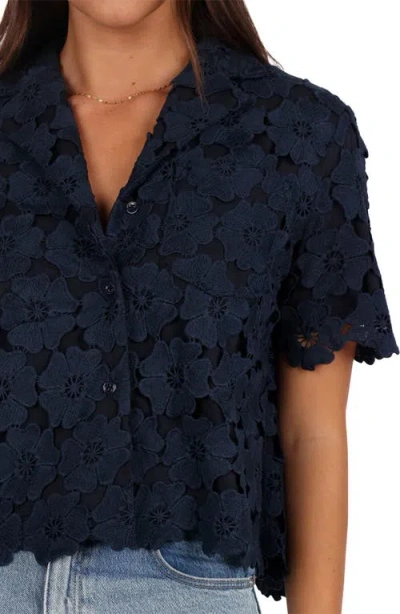 Petal And Pup Petal & Pup Locale Floral Lace Camp Shirt In Blue