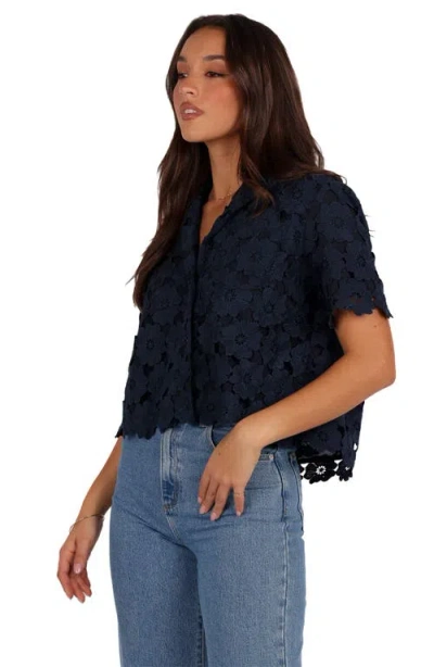 Petal And Pup Petal & Pup Locale Floral Lace Camp Shirt In Blue