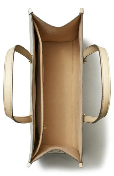 Tory Burch T Monogram Embossed Leather Tote Bag In Beige
