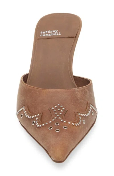 Jeffrey Campbell Head-west Pointed-toe Heeled Mules In Light Brown Crazy Horse