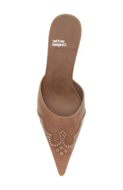Jeffrey Campbell Head-west Pointed-toe Heeled Mules In Light Brown Crazy Horse