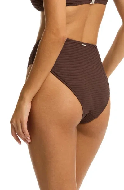 Sea Level Retro High Waist Bikini Bottoms In Cocoa
