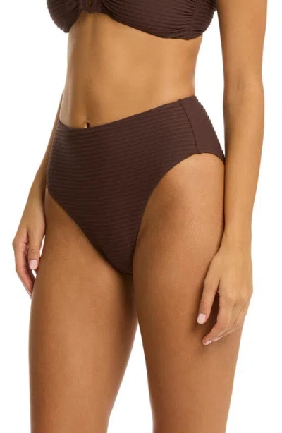 Sea Level Retro High Waist Bikini Bottoms In Cocoa