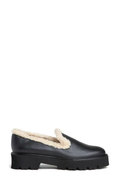 Beautiisoles Rio Faxu Shearling Trim Loafer In Black