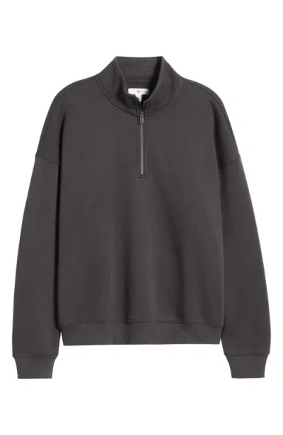 Bp. Cotton Blend Fleece Quarter Zip Pullover In Black Faded