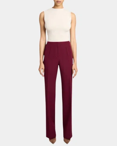 Santorelli Della Staight Leg Pants With Slanted Pockets In Fluid Techno Crepe In Cherry Cola