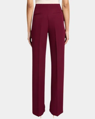 Santorelli Della Staight Leg Pants With Slanted Pockets In Fluid Techno Crepe In Cherry Cola