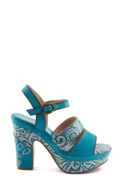 L'artiste By Spring Step Hotstrut Platform Sandal In Turquoise Multi