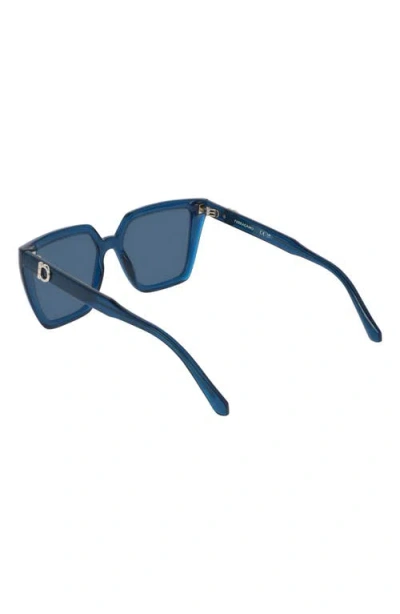 Ferragamo 54mm Modified Rectangular Sunglasses In Transparent Blue
