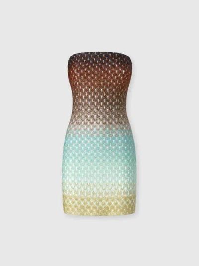 Missoni Multicolor Off-shoulder Mini Dress With All-over Lamé Motif In Multicoloured