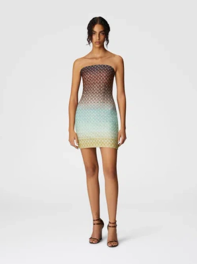 Missoni Multicolor Off-shoulder Mini Dress With All-over Lamé Motif In Multicoloured