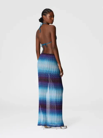 Missoni Long Skirt With Elasticated Waist And Side Slit In Blue