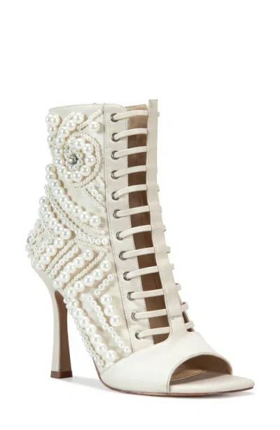 Azalea Wang Chipper Peep Toe Bootie In Bone