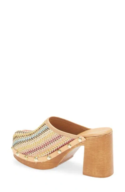 Chocolat Blu Melody Block Heel Clog In Multi Raffia