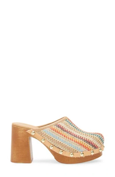Chocolat Blu Melody Block Heel Clog In Multi Raffia