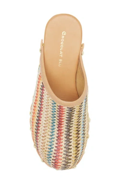 Chocolat Blu Melody Block Heel Clog In Multi Raffia
