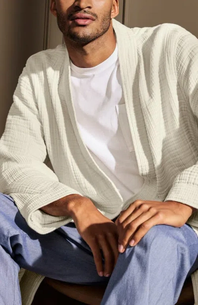 Boll & Branch Dream Rib Organic Cotton Robe In White