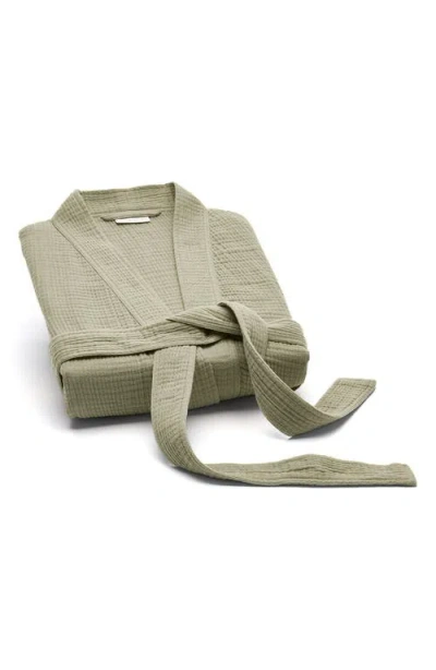 Boll & Branch Dream Rib Organic Cotton Robe In Green