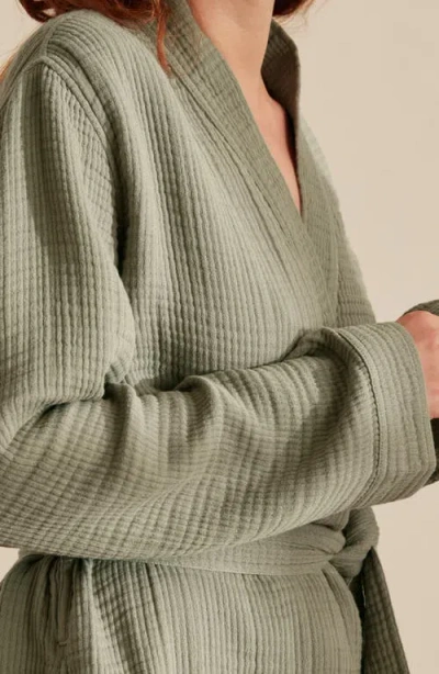 Boll & Branch Dream Rib Organic Cotton Robe In Green