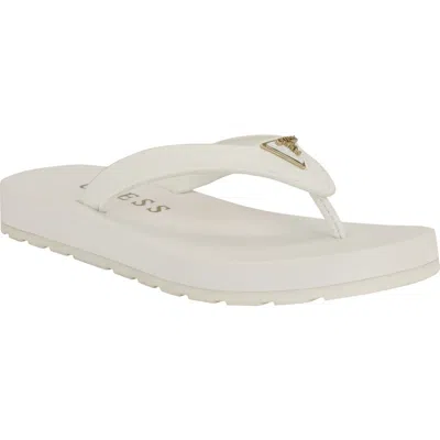 Guess Women's Candry Triangle Logo Eva Thong Flip Flop Sandals In White