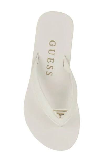 Guess Women's Candry Triangle Logo Eva Thong Flip Flop Sandals In White