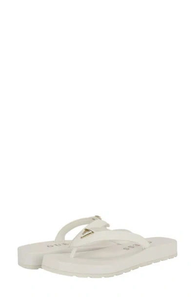 Guess Women's Candry Triangle Logo Eva Thong Flip Flop Sandals In White