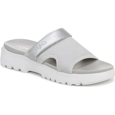 Ryka Rykä Brilliant Slide Sandal In Oyster Grey