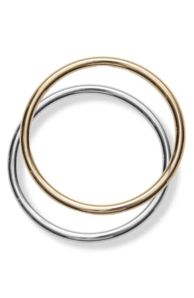 Argento Vivo Sterling Silver Two-tone Bangle Set In Two Tone