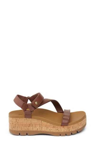 Reef Cushion Tide Higher Ankle Strap Platform Wedge Sandal In Cocoa Cork